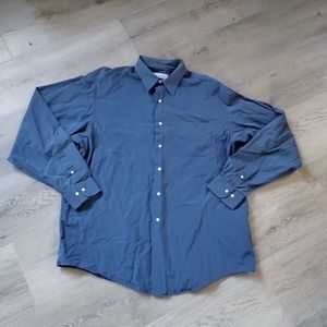 Brooks Brothers Button Up Shirt 17 XL Blue Long Sleeve Cotton Classic Preppy